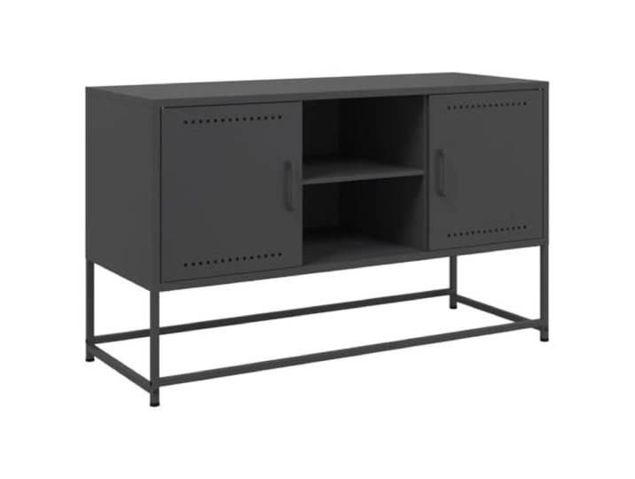 LKJephalotrop TV-Schrank Schwarz 100,5x39x60,5 cm Stahl Lowboard Industrieller TV-Ständer aus Stahl mit viel Stauraum für Fernseher und Multimedia im Wohnzimmer und Schlafzimmer.