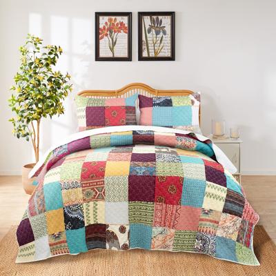 Greenland Home Fashions Renee Upcycle Authentic Patchwork Quilt Set