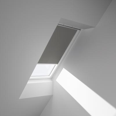 Verdunklungsrollo VELUX "DKL F08 0705SWL", grau (grau, weiß), F08, stufenlos positionierbar, Aluminium, Polyester, Rollos, Verdunklungsrollo, weiße Führungsschienen & Griffleiste