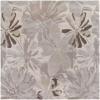 Livabliss Handmade Putty Transitional Floral Wool Area Rug
