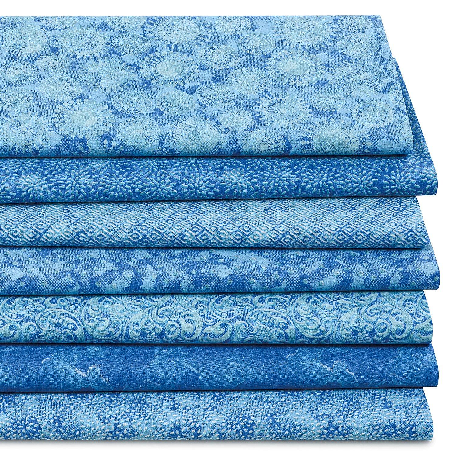 Patchwork- und Quiltpaket Batik "Mona", blau-color