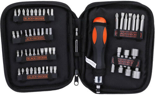 BLACK &amp; DECKER Black &amp;amp; Decker A7104-XJ Jeu d’embouts et de douilles (56ks) avec tournevis a cliquet