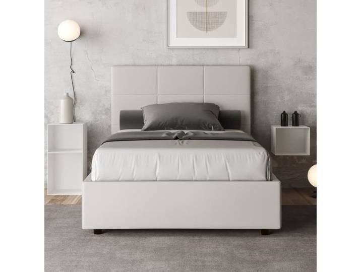 Lit 1 place et demi - MIKA - Mika - 120x210 cm - Design épuré - Tour rembourrée