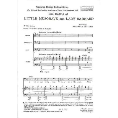 The Ballad of Little Musgrave and Lady Barnard, Chorpartitur, Taschenbuch von , Schott Music