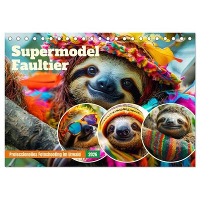 Supermodel Faultier. Professionelles Fotoshooting im Urwald (Tischkalender 2026 DIN A5 quer), CALVENDO Monatskalender