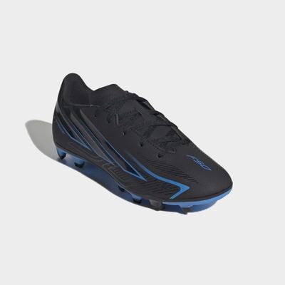 Fußballschuh ADIDAS PERFORMANCE "F50 HYPERFAST CLUB KIDS, FESTE BÖDEN/GEMISCHTE BÖDEN", Herren, Gr. 32, schwarz (core schwarz, core schwarz, lucid ray blau), Synthetik, Schuhe Fußballschuh, für viele verschiedene Böden geeignet