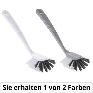 Nölle Spülbürste Diskette, mit Schaber, Kunststoffgriff mit PP-Borsten, farbig sortiert, Länge 28 cm