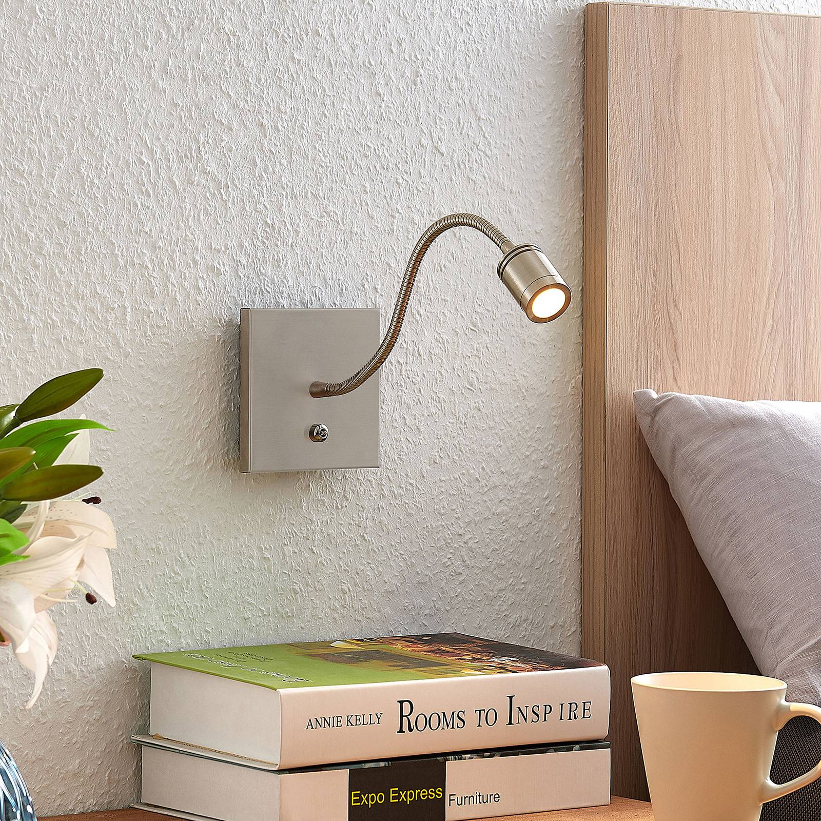 LED væglampe Legera Lindby, Aluminium/grå/zink, Stue/spisestue, Metal, Moderne