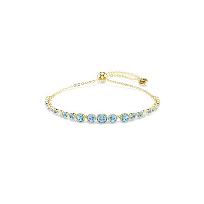 Armkette SWAROVSKI "Schmuck Geschenk IMBER Armband", blau (gelbgoldfarben, blau, blau), Armbänder, Damen, Metall, Armkette, mit Swarovski Kristall