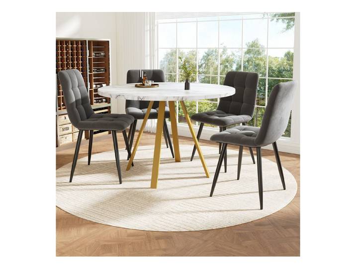 Oxeza Essgruppe Esstisch-Set 5-teilig, runder Esstisch mit 4 Stühlen