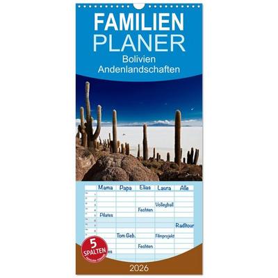 Familienplaner 2026 - Bolivien Andenlandschaften mit 5 Spalten (Wandkalender, 21 x 45 cm) CALVENDO