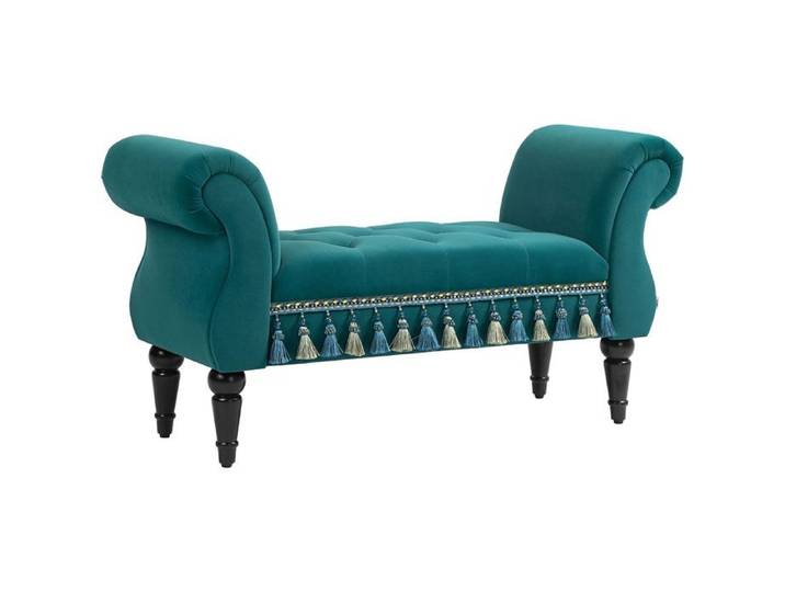 Banc d'entrée rembourré 117 cm style vintage bois massif 150 kg