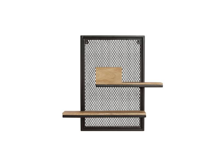 Etagère murale double en bois manguier massif et métal noir L40 cm RACK
