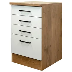 Schubkastenunterschrank Avila Eichefarben/Magnolie