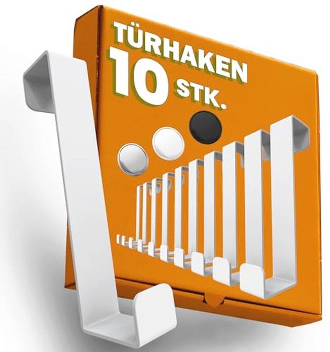 Set van 10 witte deurhaken - robuuste roestvrijstalen ophanghaken voor maximale ruimtebesparing