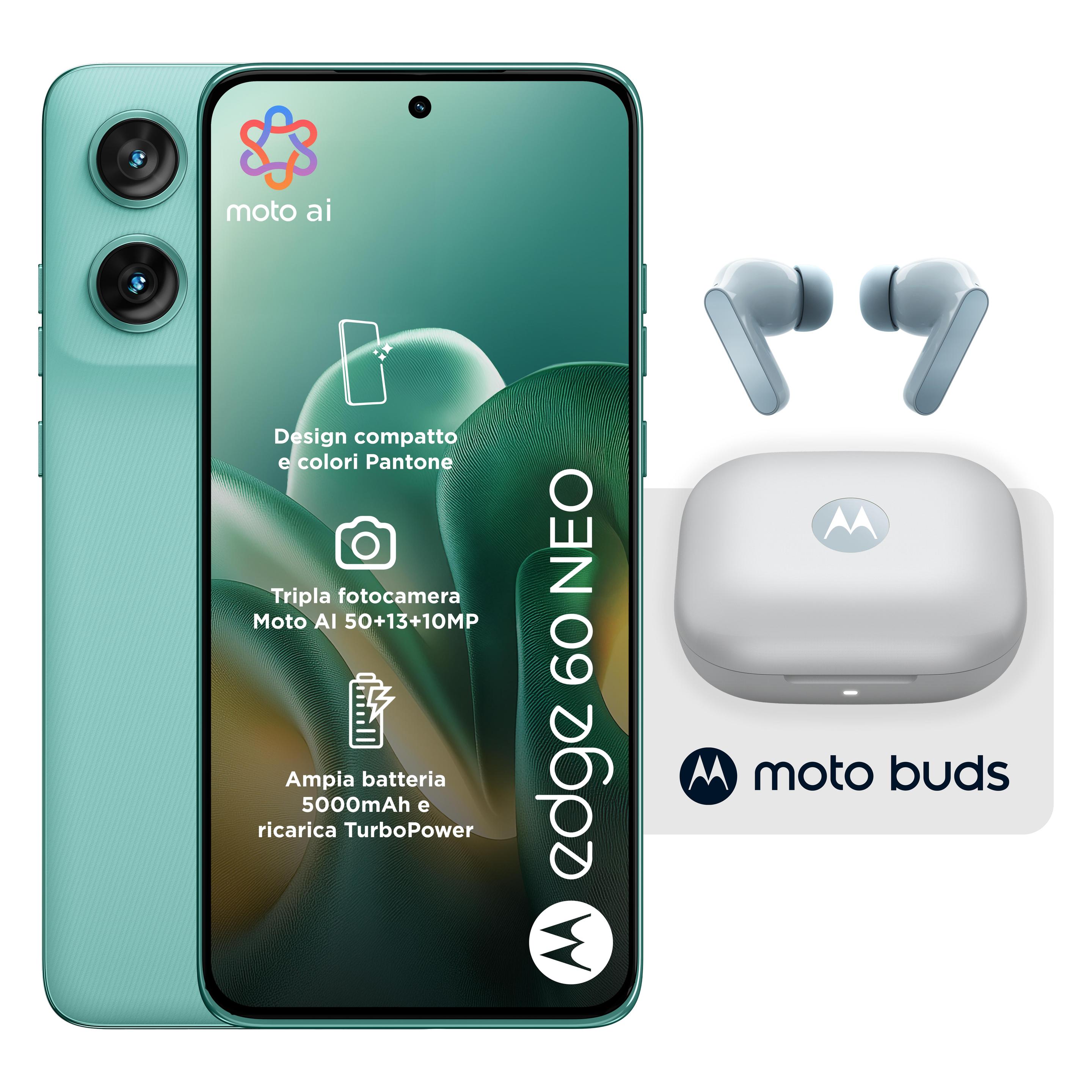 Motorola Edge 60 Neo + Moto Buds (256 GB, PANTONE Frostbite, 6.36", Dual SIM, 5G) (PBA80036ITA)