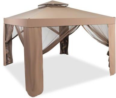 Costway Canopy and Garden Structures Gazebo with Netting for Outdoors-Brown