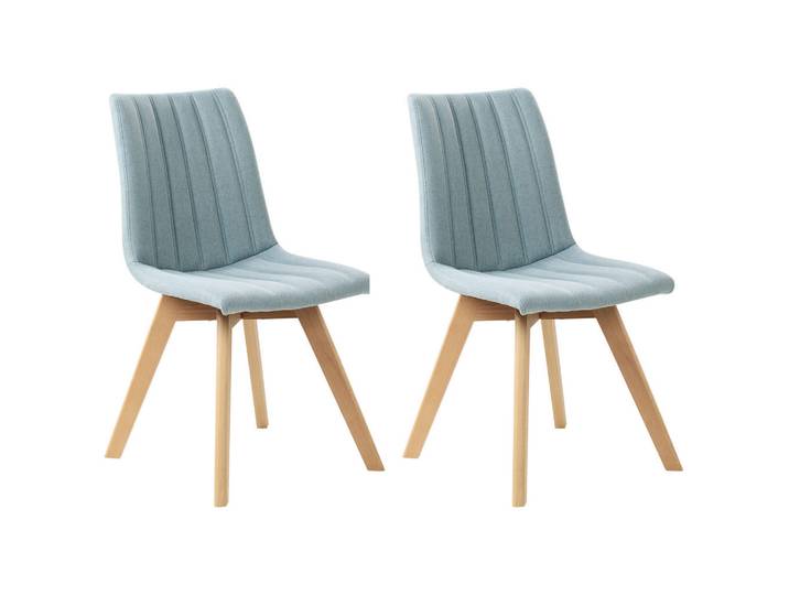 Beliani Esszimmerstuhl 2er-Set Hellblau Calgary, Blau, Braun, 48x86x56 cm, Esszimmer, Stühle