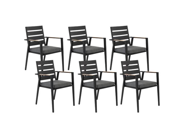 GARTENSTUHL 6er-Set Aluminium schwarz Taviano