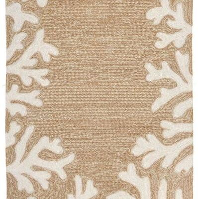 Trans Ocean Import Co Inc Coral Border Round Rug, 5' Round, Beige