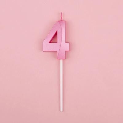 Uplift Essentials 3D Metallic Digital Birthday Candle pink No 4