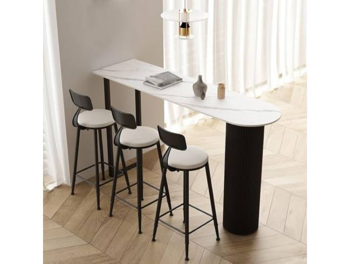 Moderner platzsparender Bar-Hochtisch rechteckig als Kücheninsel nutzbar Bartisch für Innen & Außen, auch Esstisch nutzbar, Stühle nicht enthalten. Geeignet kleine Wohnräume.(B,100CM/39.3in)