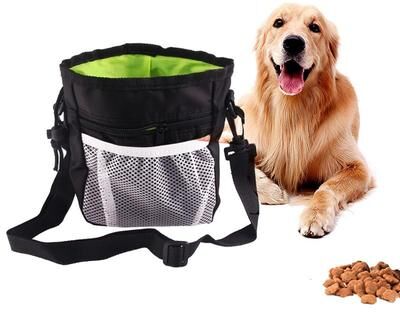 United Premium Hands Free Dog Training Treat Bag Foldable Outdoor Waist Pet Treat Pouch black