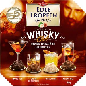 Trumpf Pralinen Edle Tropfen in Nuss Whisky Club, 8 Stück, 4 verschiedene Sorten, mit Alkohol, 100 g