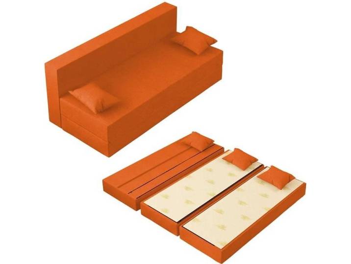 Canapé Lit TreTris Convertible Modulable Réversible 3 places - Tissu dehoussable et lavable Couleur Orange