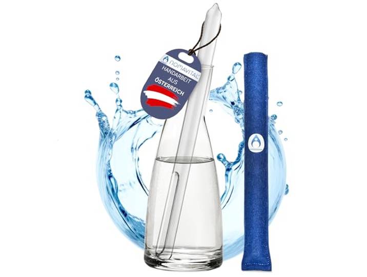 NOMAVITAL® Wasserbelebungs-Stab LANG Energetisierung Vitalisierung strukturiertes natürliches Edelsteinwasser für Trinkwasserglas und -karaffe, Tee, Kaffee, Wein mehr Balance und Harmonie
