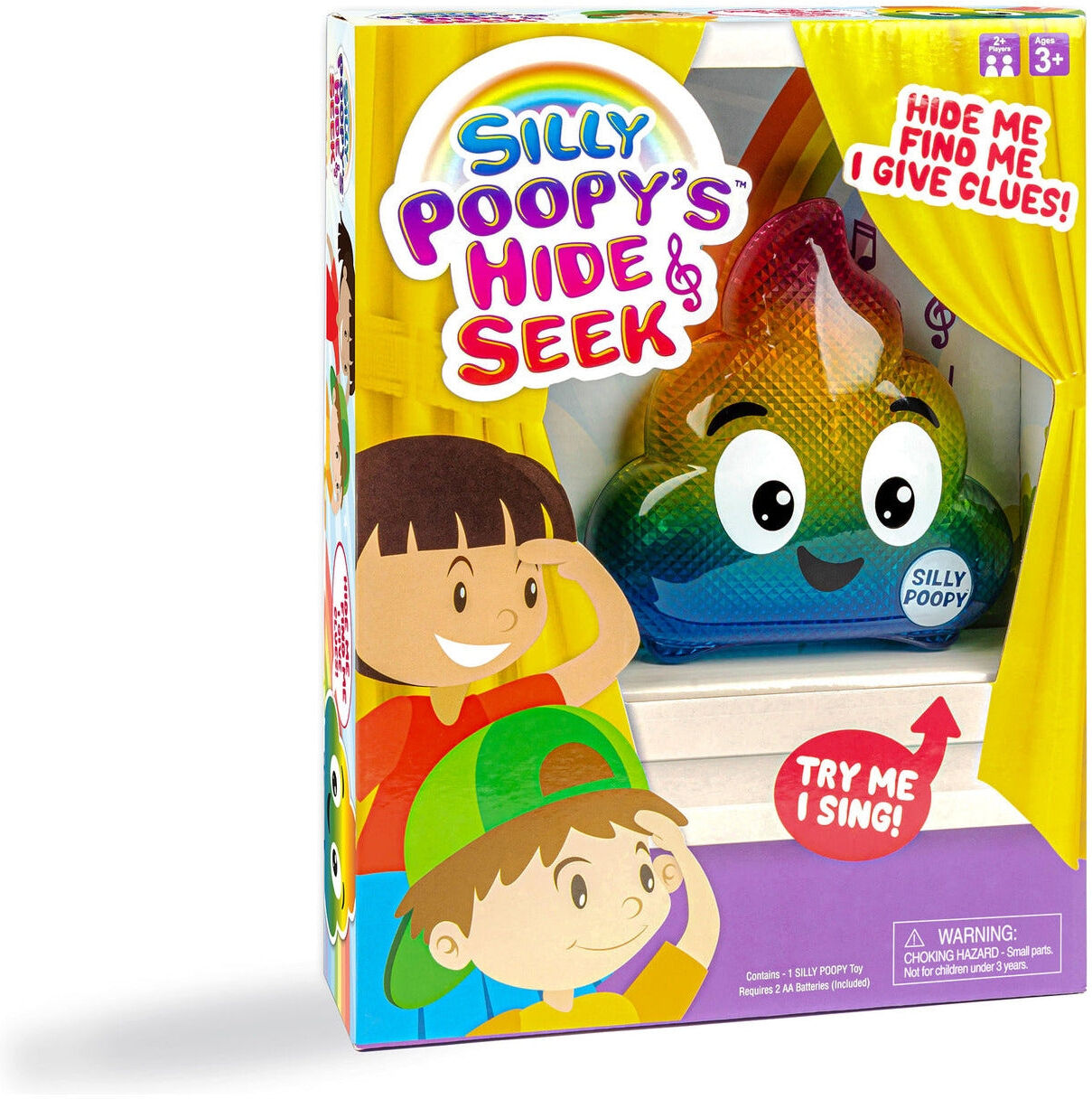 What Do You Meme? Silly Poopy’s Hide ; Seek Interactive Toy - Rainbow-Coloured - For 2+ Players