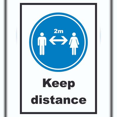 HB-Druck Keep distance Symbol und Text Schild A1 (594x841mm)