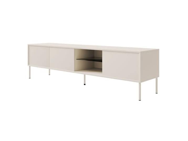 Selsey TV Lowboard 175 cm Rauchglasregal & LED Beleuchtung Modernes Design Matt Kaschmirgrau mit ABS-Kanten Push-to-Open Fronten Lowboard für Wohnzimmer Minimalistische Eleganz & Funktionalität