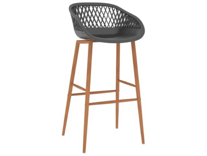 Barstühle, Grau, mit niedriger Rückenlehne, 4 Stück Robustes Polypropylen, Füße aus Metall mit Holz-Finish, Rückenlehne aus Netzstoff, Belastung 110 kg, einfache Montage