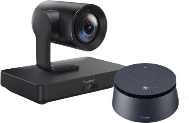 Yealink UVC85-BYOD Ensemble de conférence avec caméra PTZ 4K, télécommande et haut-parleur à 360°, conçu pour les salles de réunion de taille moyenne.