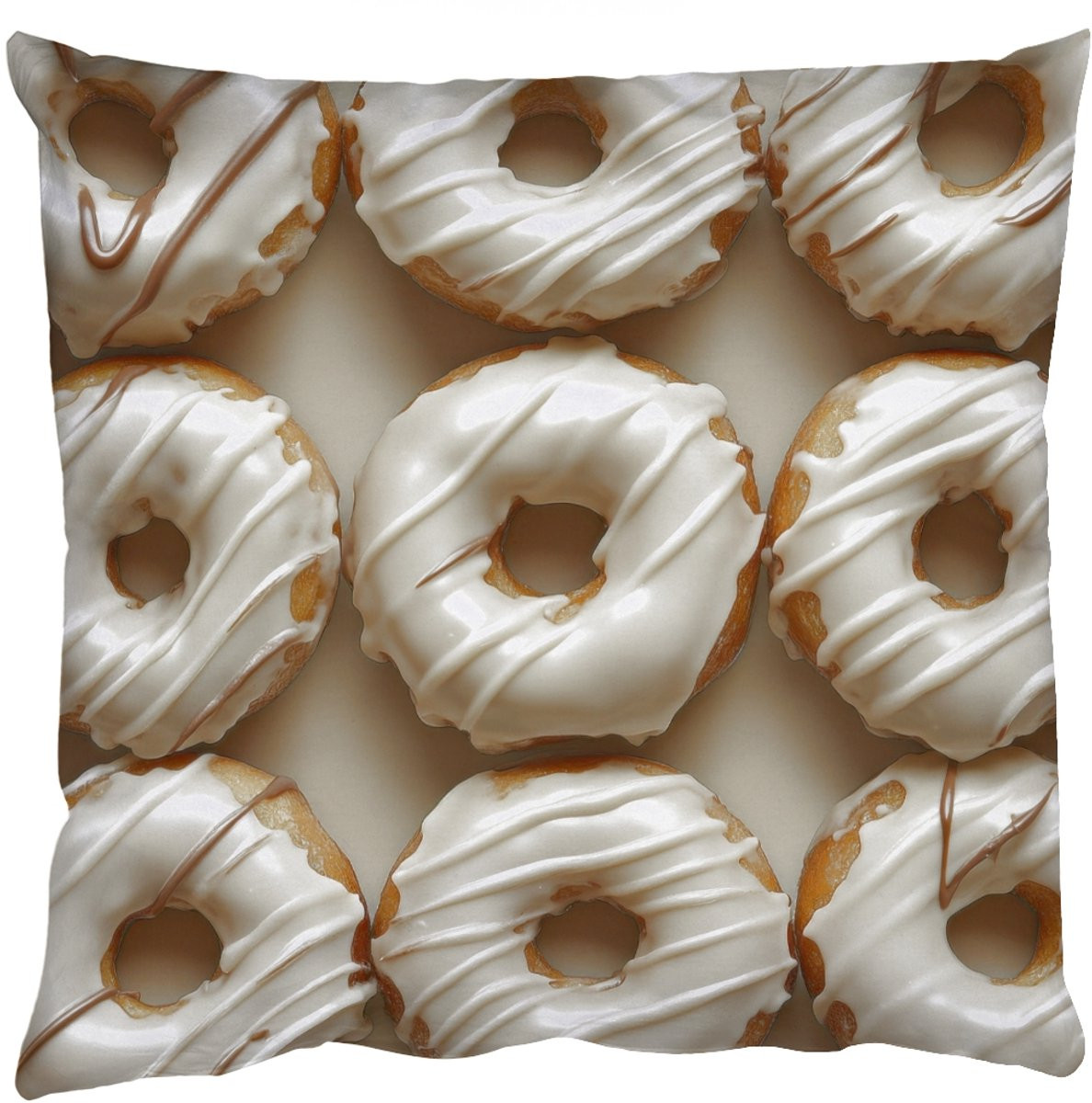 PillowMonkey Sierenkussen Donuts Chocolade Wit Beige 60x60 cm
