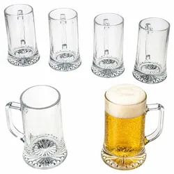 6x Akki Bierkrug 0,4L mit Sternboden & Henkel Bierhumpen 400ml Seidel Glas