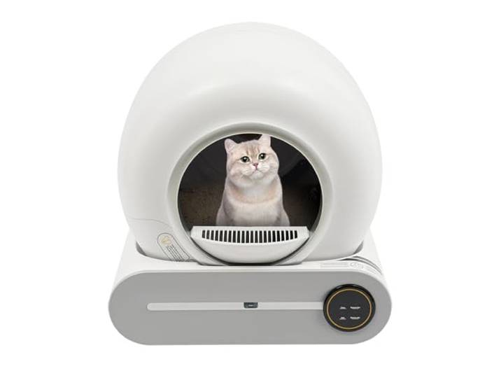 Automatische Katzentoilette Selbstreinigend Intelligent App Steuerung ABS/PP Konstruktion, 4 Gewichtssensoren, Infrarot-Radar, 65L Hauptfach, 9L Abfallbehälter, 35dB leise, App Steuerung