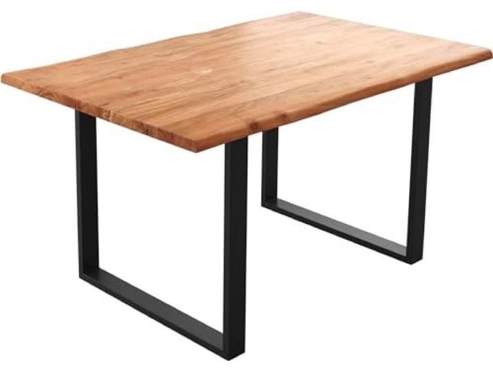 Esszimmertisch Edge Akazie Natur 140x90 Metall Schmal schwarz Live-Edge