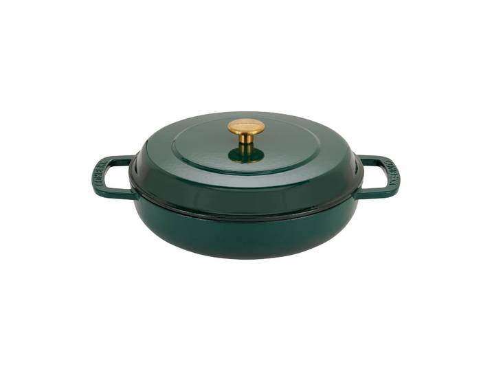Combekk Sauteuse Combekk Enameled en fonte émaillée Ø28 cm Holly Green-gold knob