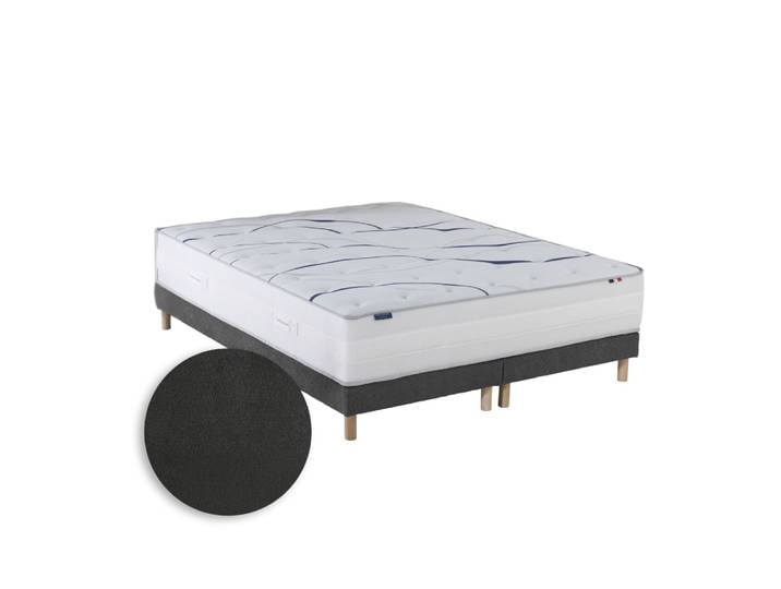 Matelas mousse elysia sommier chenille gris anthracite 2x90 x 200