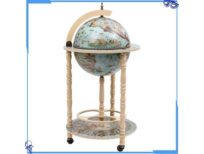 Bar sous forme de globe d'eucalyptus - 47x47x102 cm - 47x47x88 cm - Bois - Bleu - Style Industriel Authentique - Pour Bureau