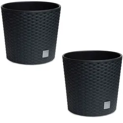2 x Blumentopf Blumenkübel Pflanzentopf Pflanzkübel Blumenkübel Rattan groß 2 x Ø 20 cm