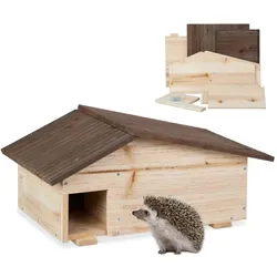 Relaxdays Igelhaus mit Boden Dunkelbraun,Hellbraun