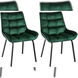 Proregal CHEFGASTRO 2er-Set Esszimmerstuhl HOUSTON Samt HxBxT 84x58x57cm Grün Küchenstuhl