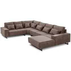 filippo Wohnlandschaft Antwerp Mikrofaser Braun Graubraun 373 cm