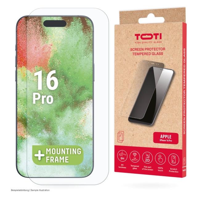 Toti Schutzglas TEMPERED Glas 2D Displayschutzfolie Vollabdeckung für iPhone 16 Pro Transparent (Apple iPhone 16 Pro) (TOTI)