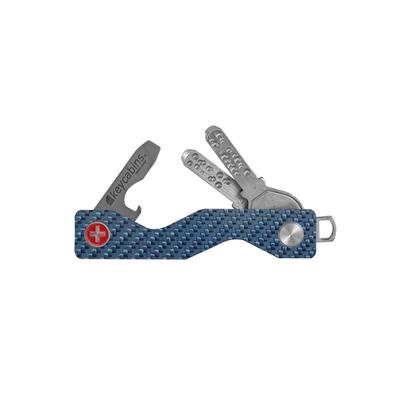 Schlüsselanhänger KEYCABINS "Carbon S3", Damen, blau (hellblau), Carbon, Basic, Schlüsselanhänger Schlüsselanhänger, SWISS Made