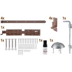 Torbeschlag ALBERTS "DURAVIS Beschlagssortiment", braun (rostbraun), Stahl, Beschläge, für Doppeltore, duplexbeschichtet