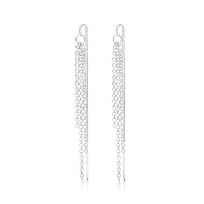 Paar Ohrhänger ELLI "Durchzieher Ketten Style Elegant 925 Silber", silber, Ohrringe, Damen, onesize, ohne Stein, Silber 925 (Sterlingsilber)